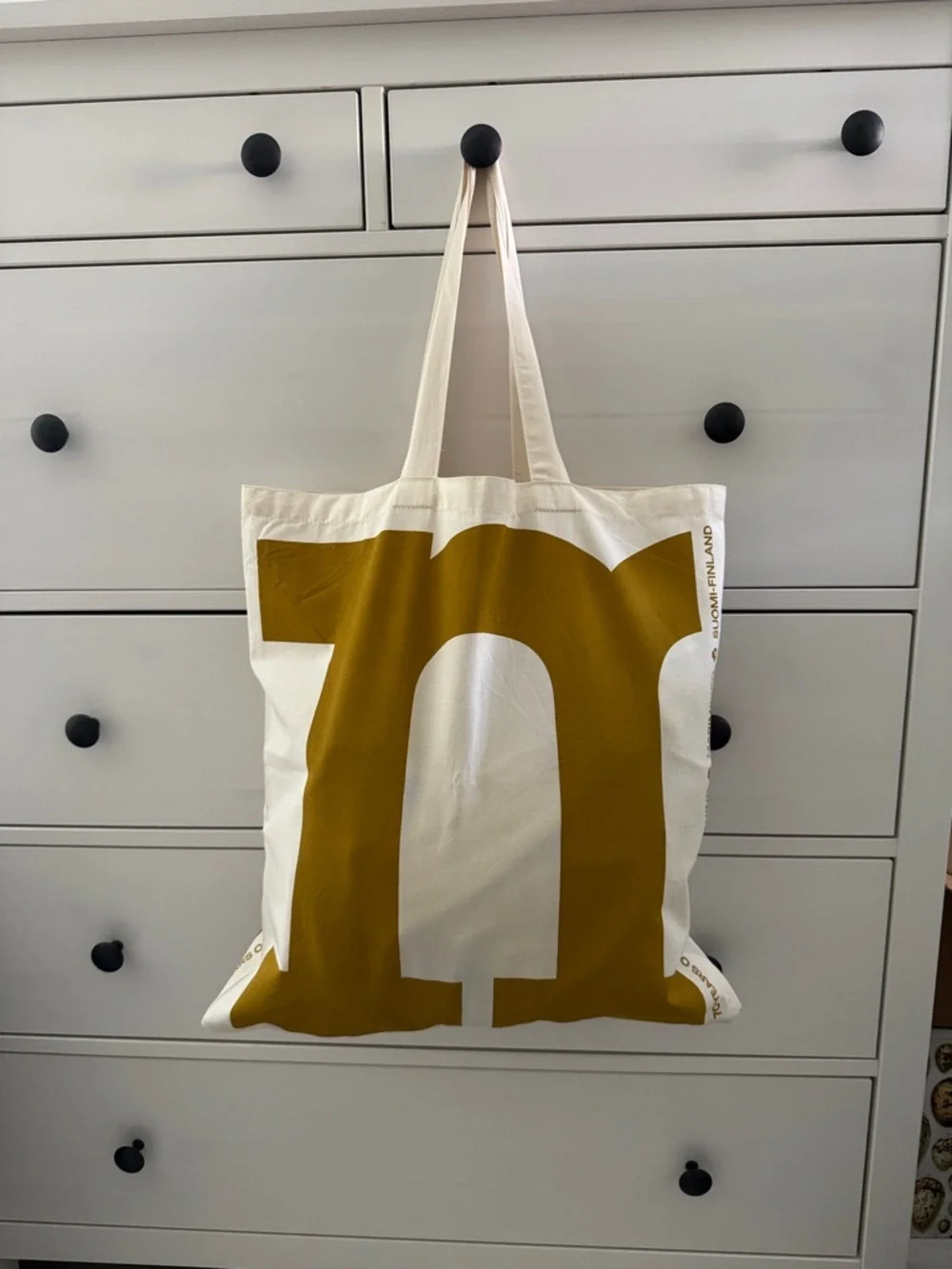 Marimekko Mono City Gold and Off White Canvas Tote
